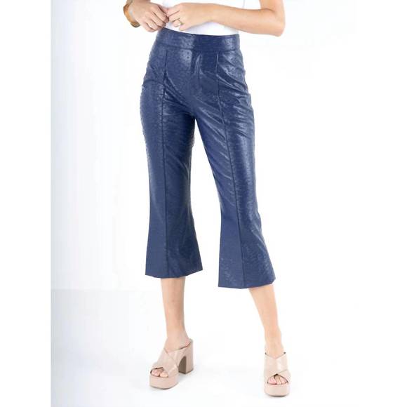 NEW EMILY MCCARTHY saylor pants in navy ostrich leather - Picture 1 of 5